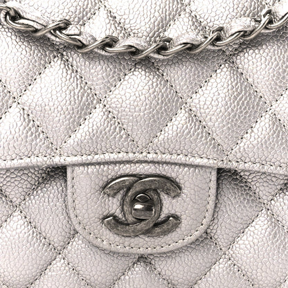 Chanel Metallic Caviar Quilted Medium Double Flap Silver 9 of 11