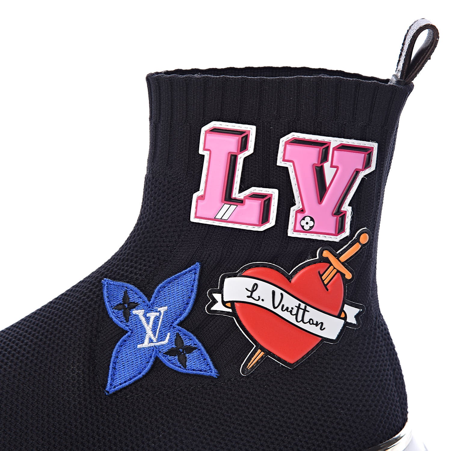 Louis Vuitton Stretch Fabric LV Black Heart Sock Sneaker 37 Black 8 of 9