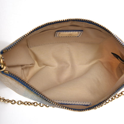 Fendi Canvas Ombre Logo Chain Strap Pochette Blue White 5 of 16