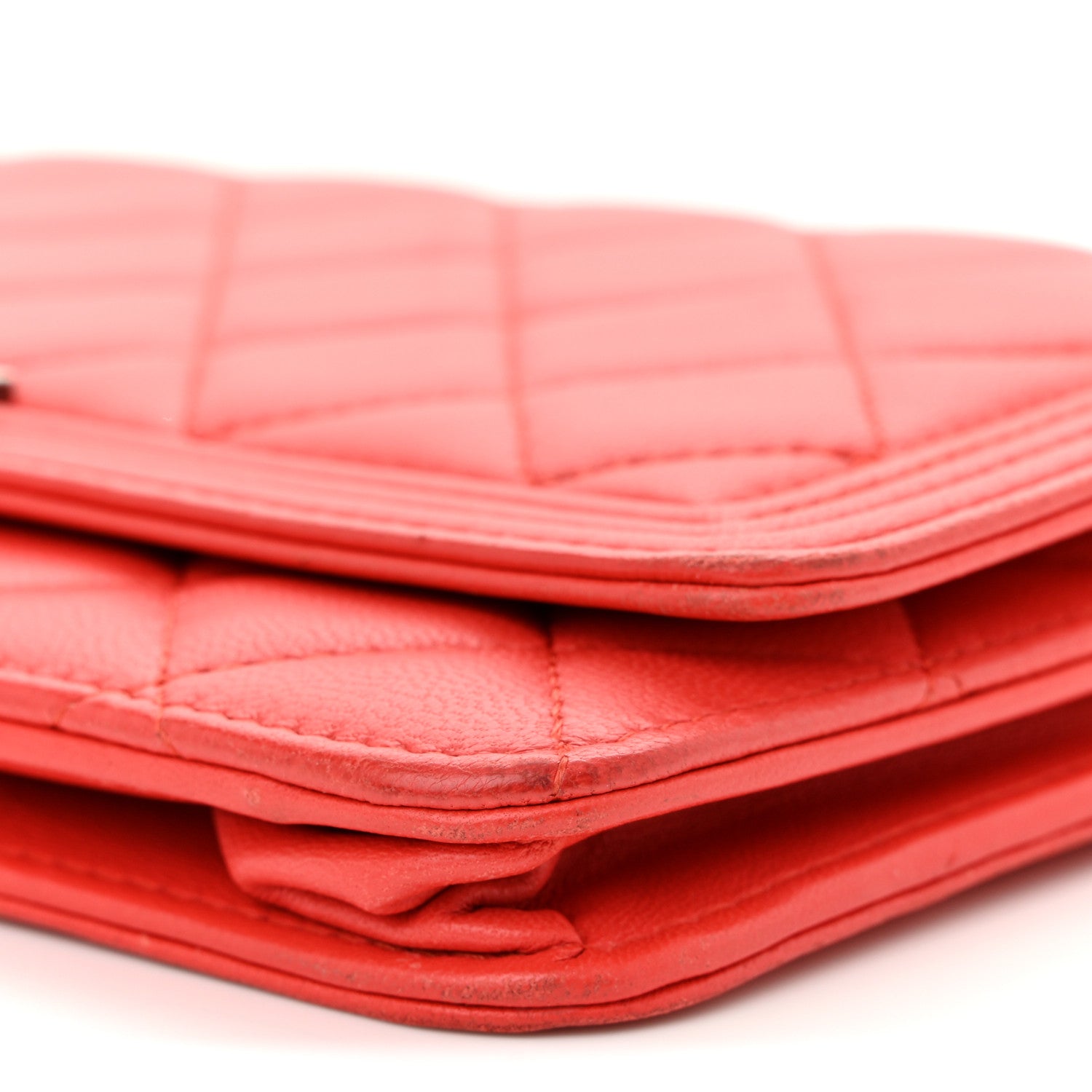 Chanel Lambskin Quilted Boy Wallet On Chain WOC Red 10 of 12