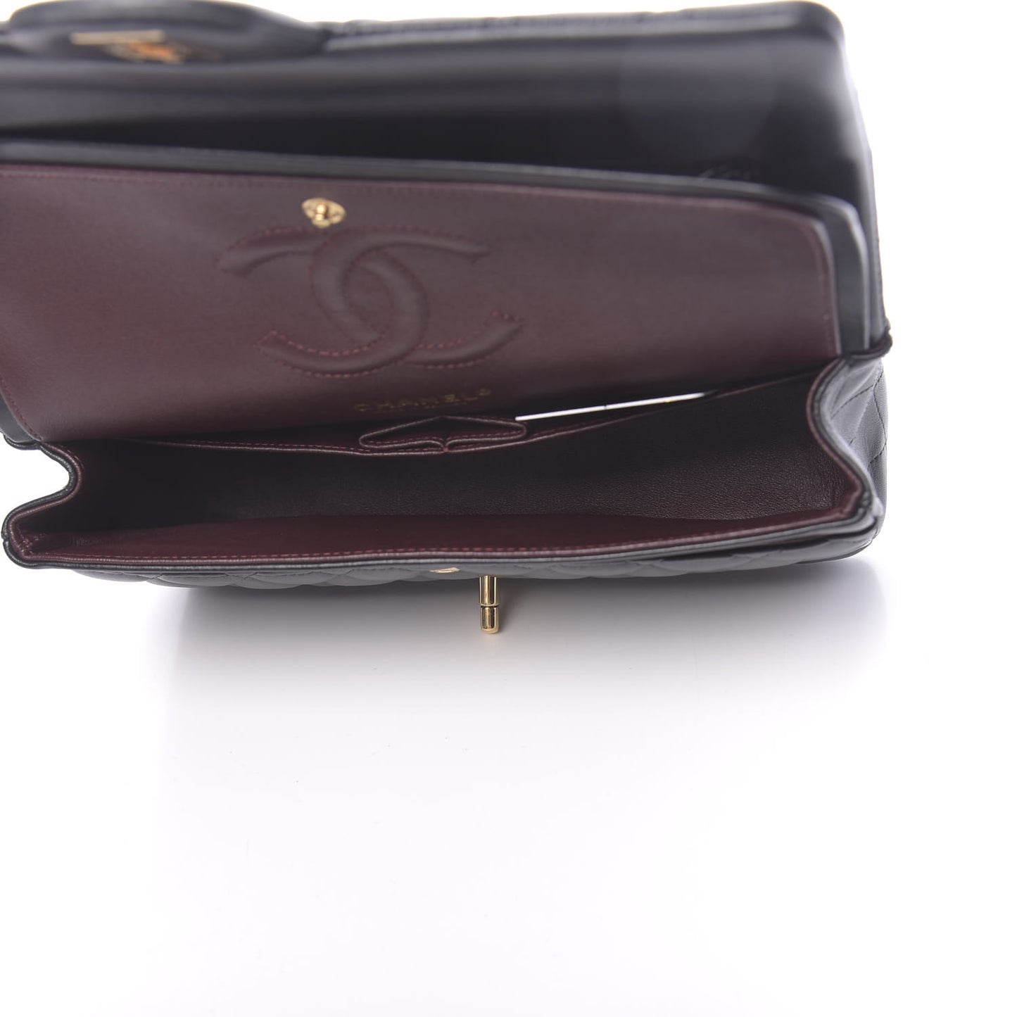 Lambskin Quilted Medium Double Flap Black