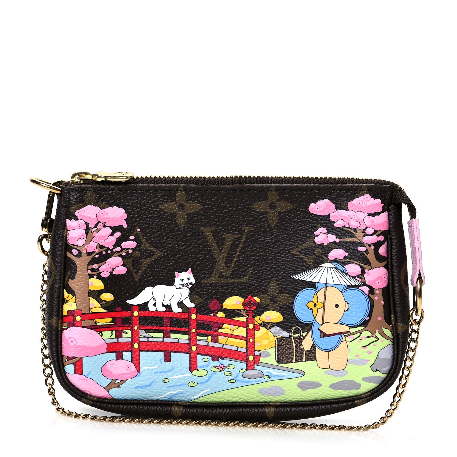 Louis Vuitton Monogram 2021 Christmas Animation Japanese Garden Mini Pochette Accessories Wisteria Pink 1 of 11