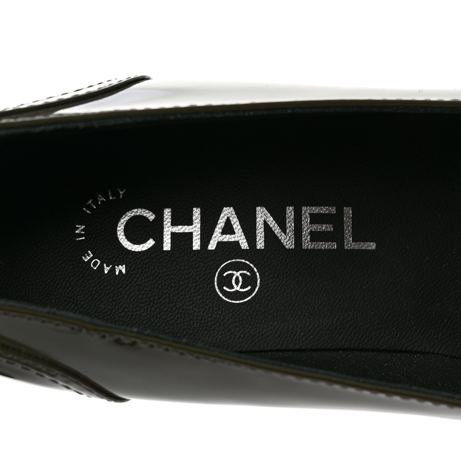 Chanel Patent Calfskin Camellia CC Cap Toe Pumps 36.5 Green Black 11 of 16