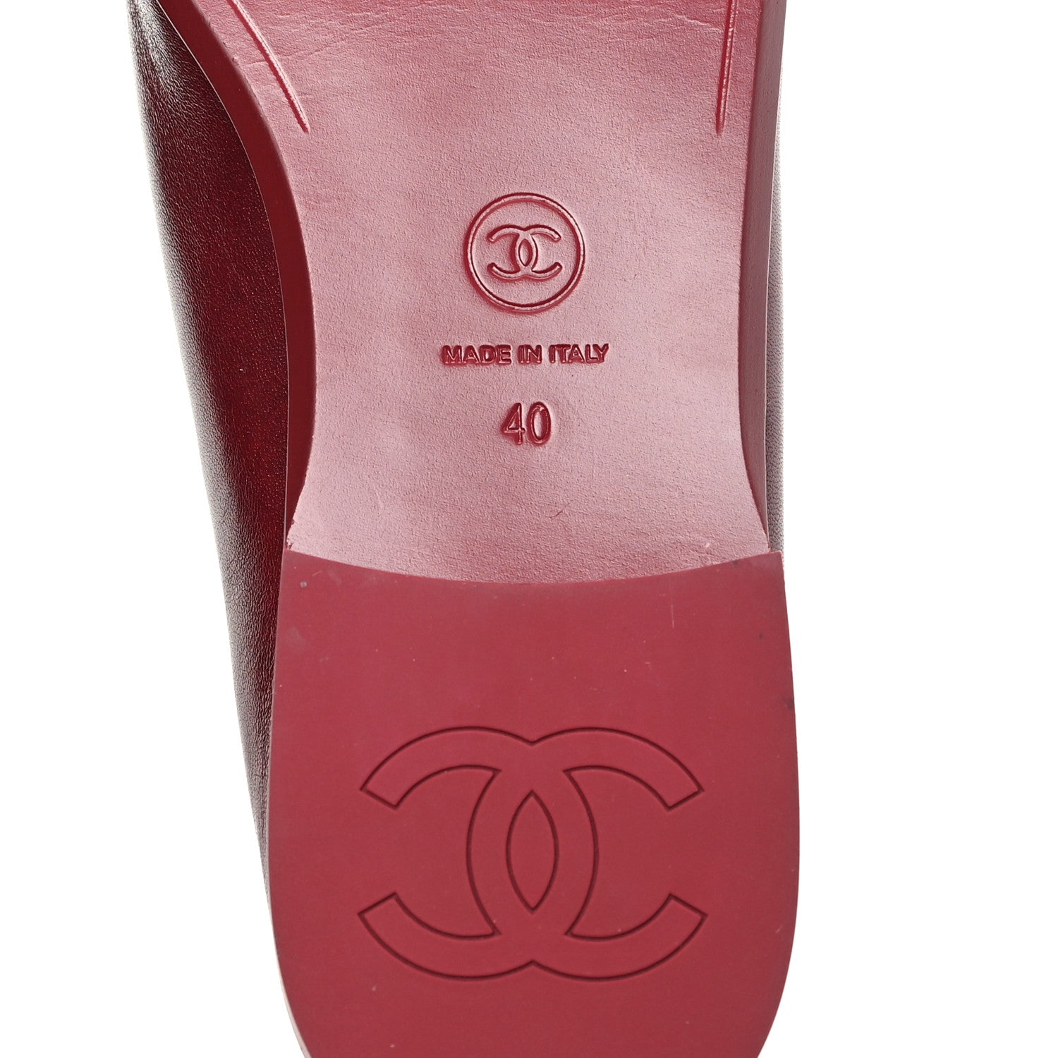 Chanel Shiny Calfskin CC Mocassin Loafers 40 Red 7 of 9