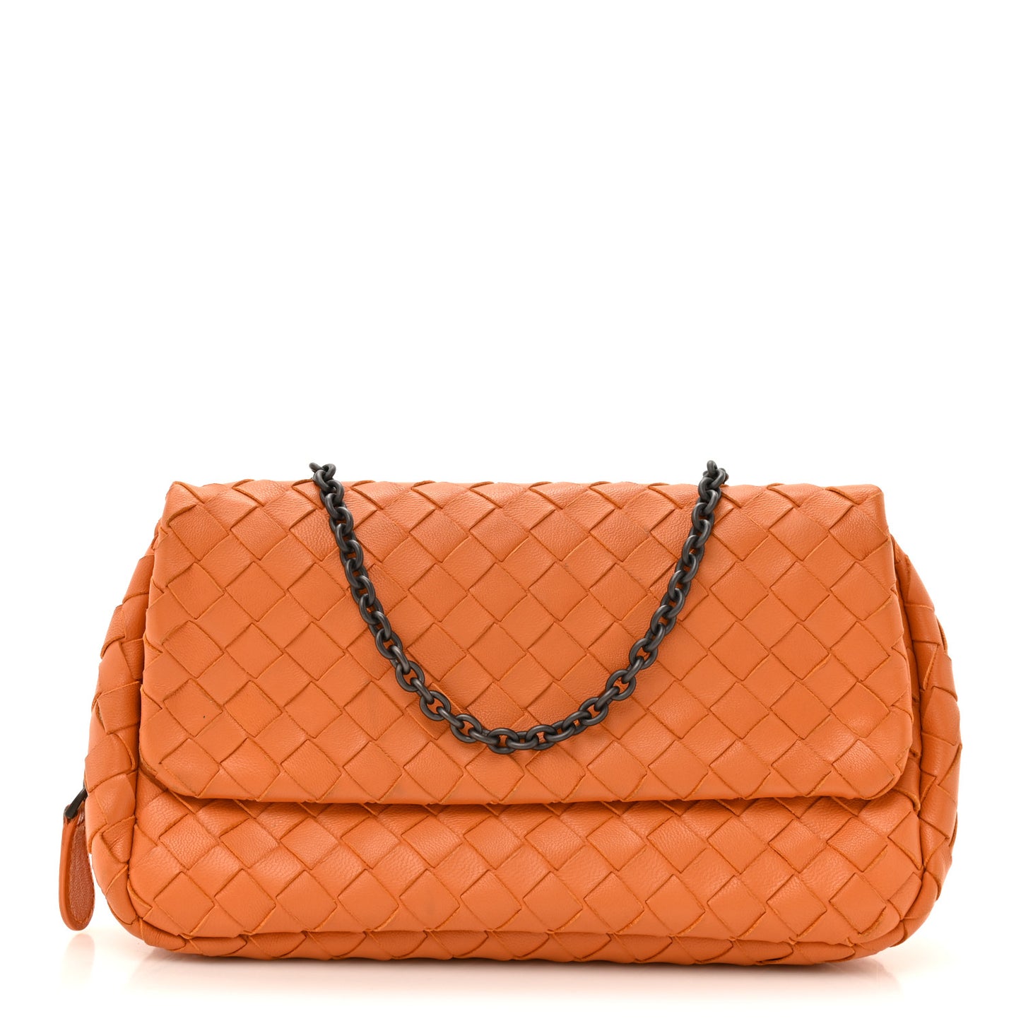 Nappa Intrecciato Small Chain Crossbody Tangerine