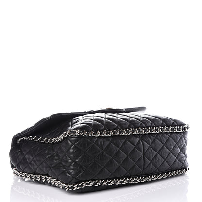Chanel Washed Lambskin Quilted Maxi Chain Around Flap Black 3 of 9