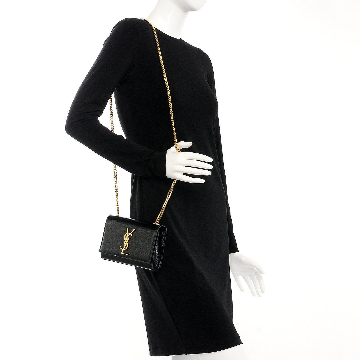 Saint Laurent Grain De Poudre Small Monogram Kate Satchel Black 2 of 6