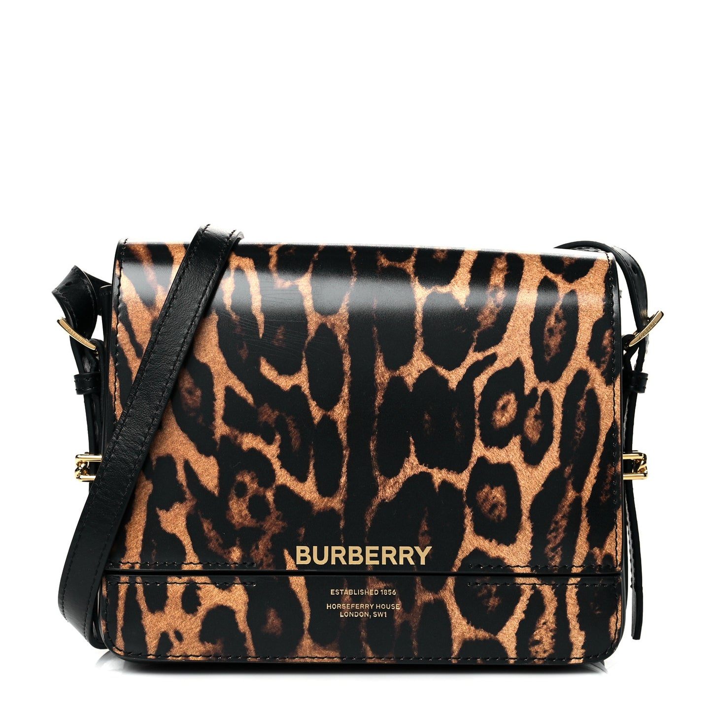 Calfskin Leopard Small Grace Bag Black