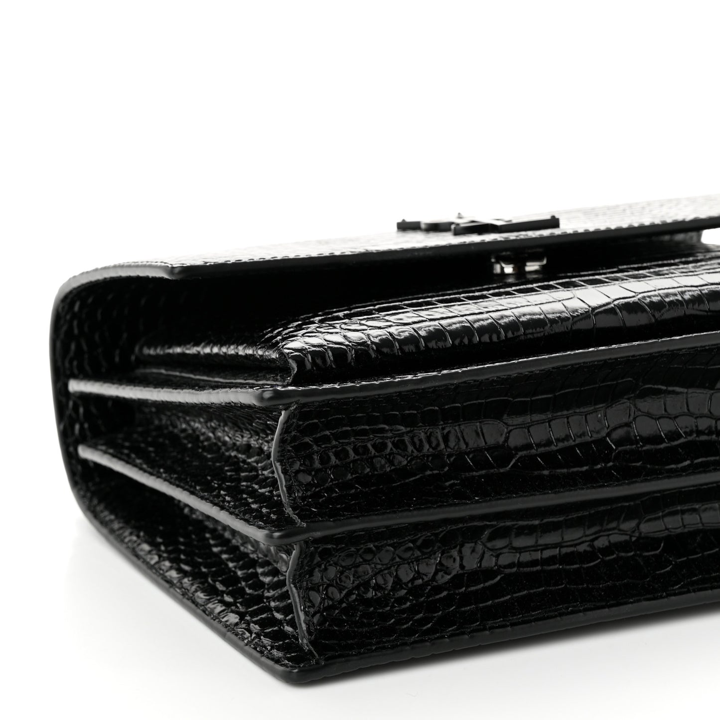 Calfskin Crocodile Embossed Medium Monochrome Monogram Sunset Black