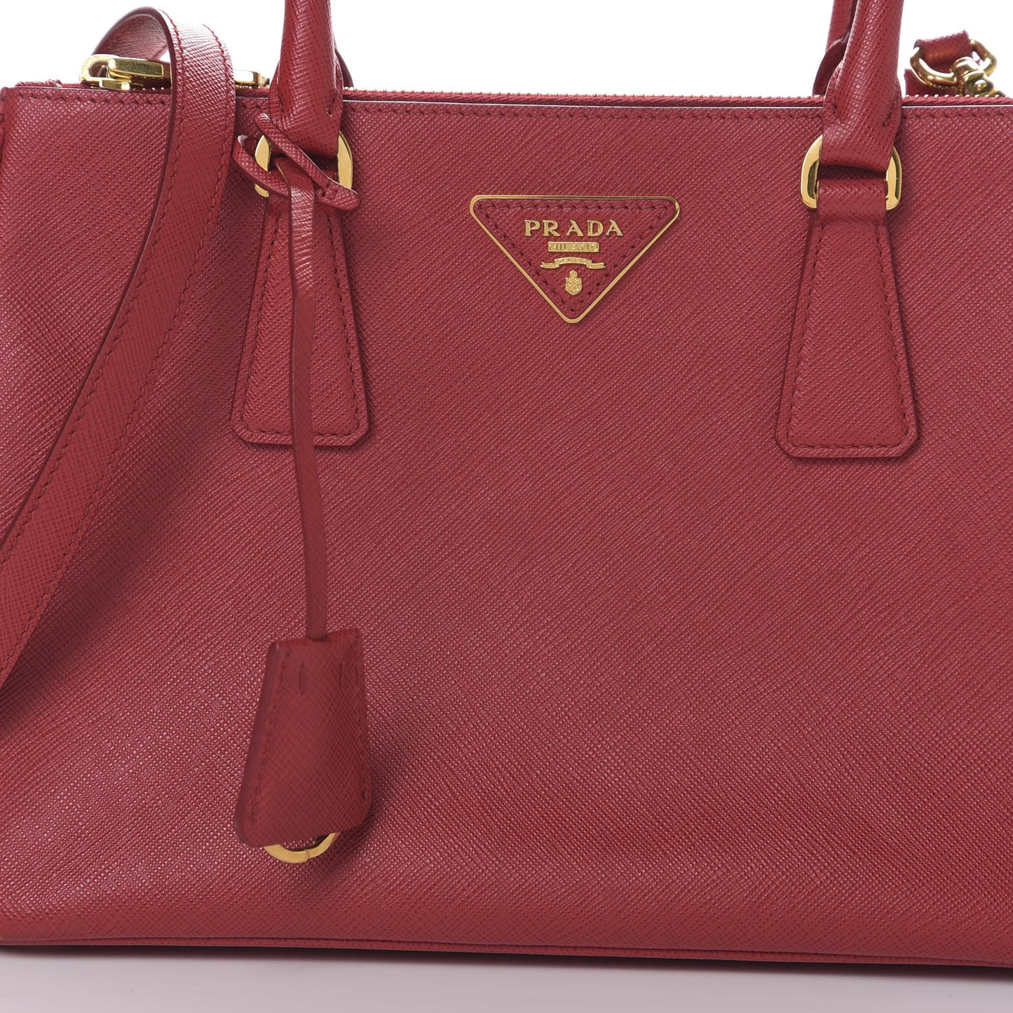 Saffiano Small Galleria Double Zip Tote Cerise