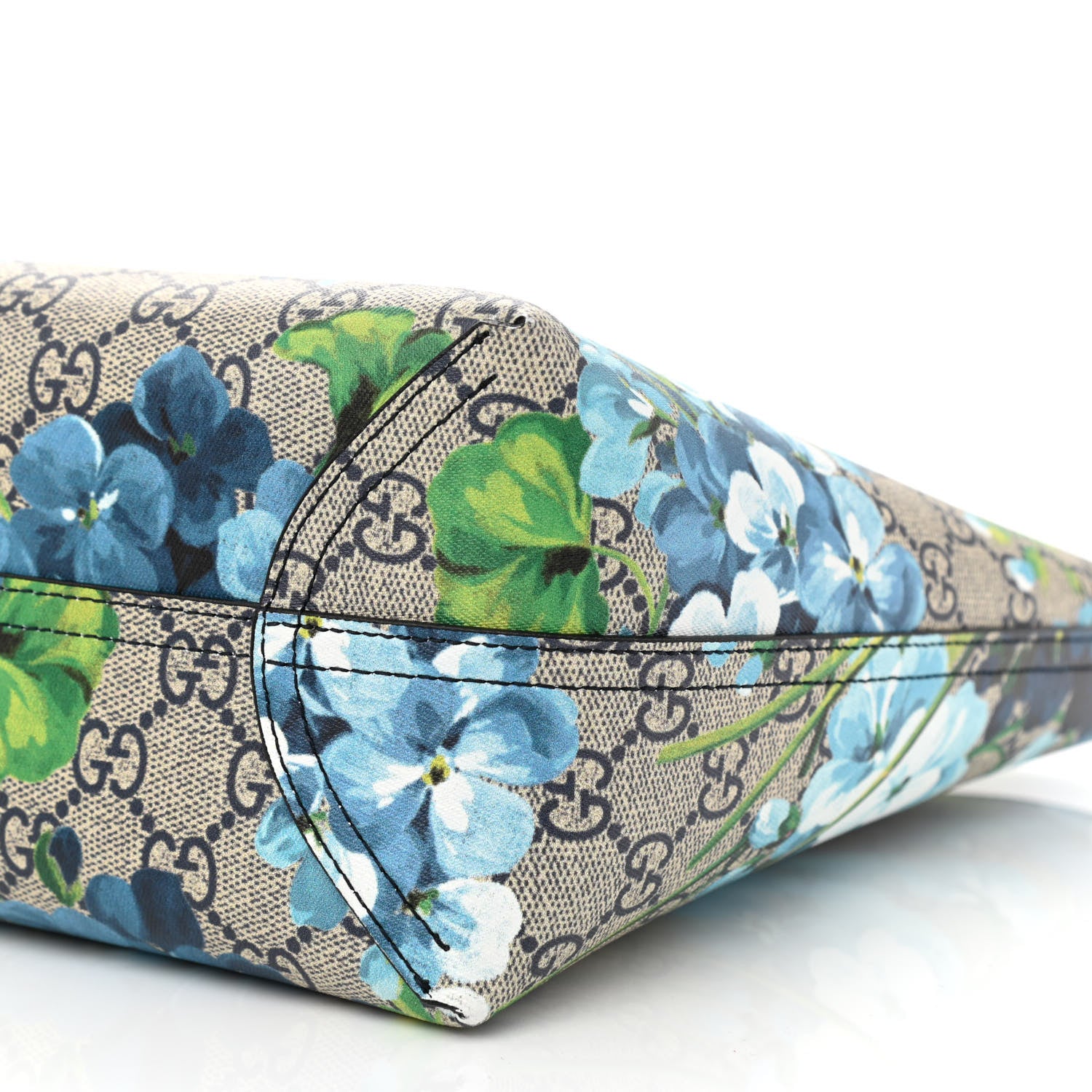 Gucci GG Supreme Monogram Blooms Small Reversible Tote Beige Blue Navy 8 of 13