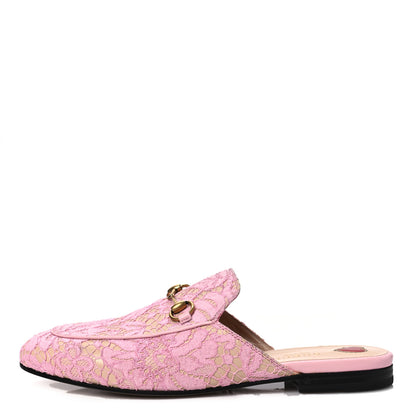 Gucci Lace Malaga Kid Womens Princetown Slippers 39 Sugar Pink Skin Rose 1 of 7