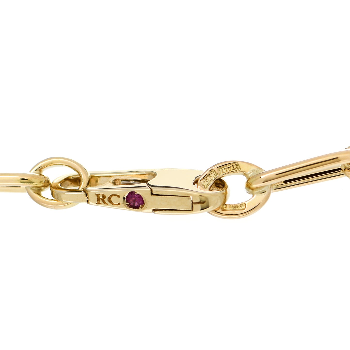 18K Yellow Gold Fluted Paper Clip Link Bracelet