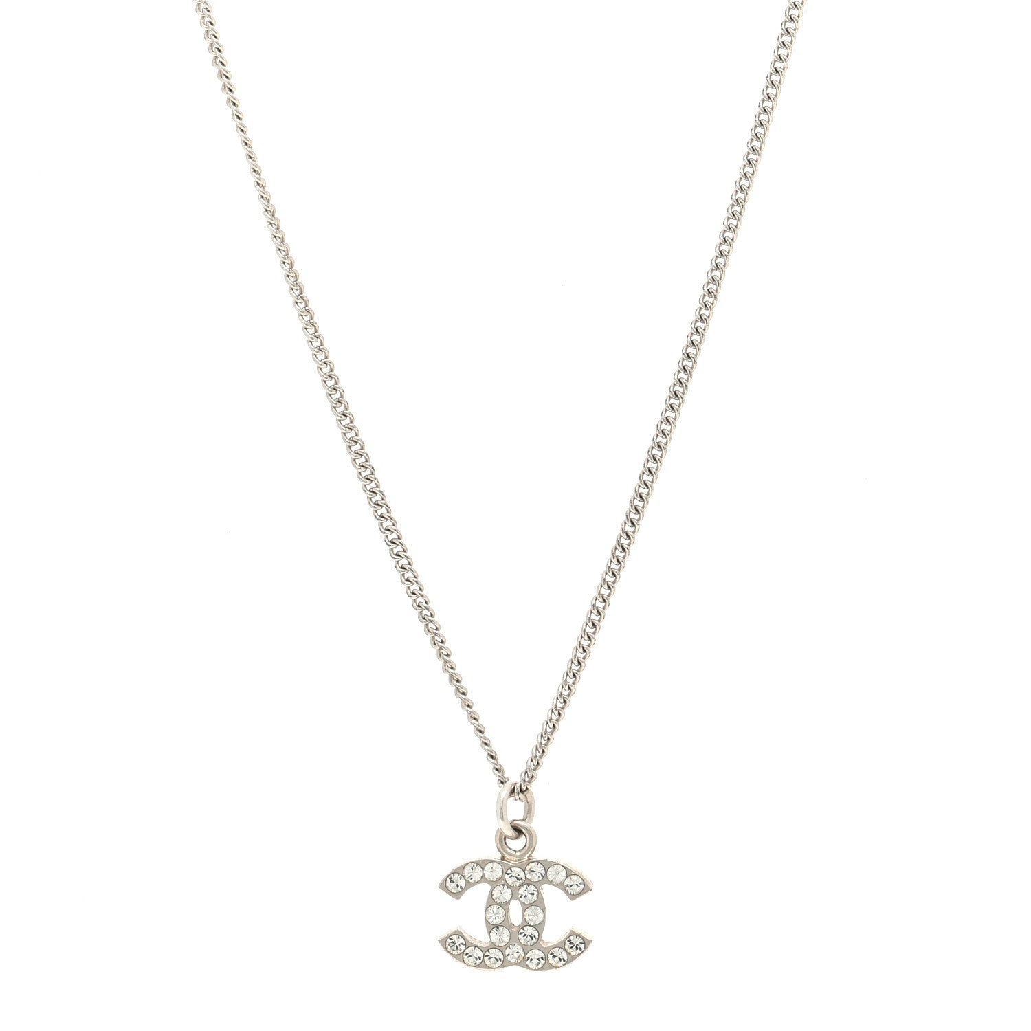 Chanel Crystal Timeless CC Necklace Silver 1 of 4