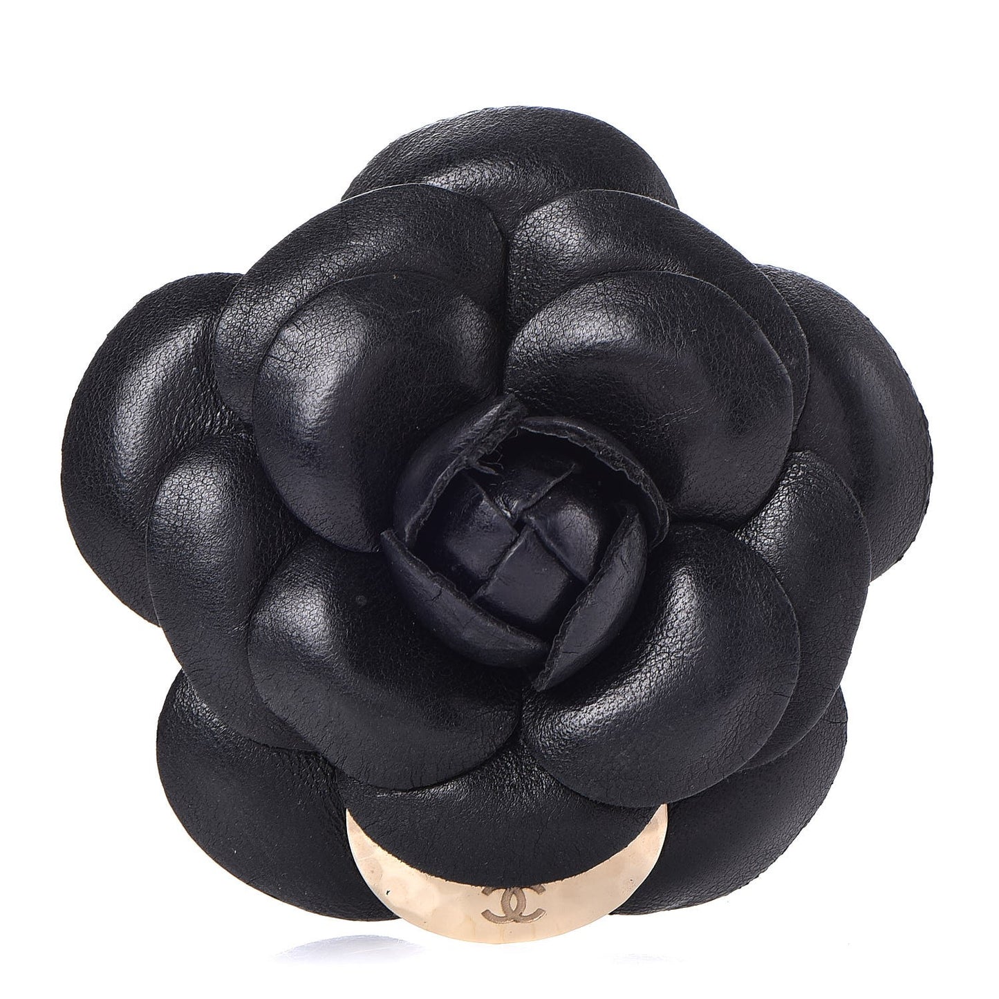 Lambskin Camellia Brooch Black