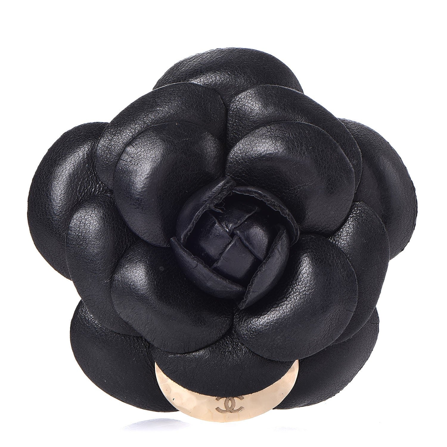 Chanel Lambskin Camellia Brooch Black 1 of 5