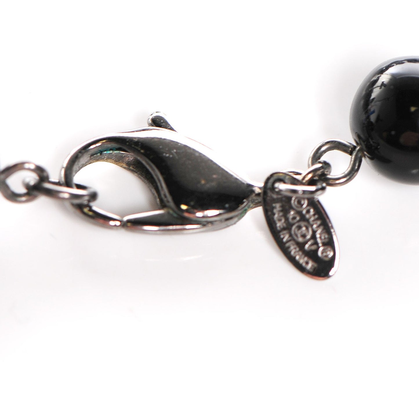 Ruthenium Beaded CC Long Necklace Black