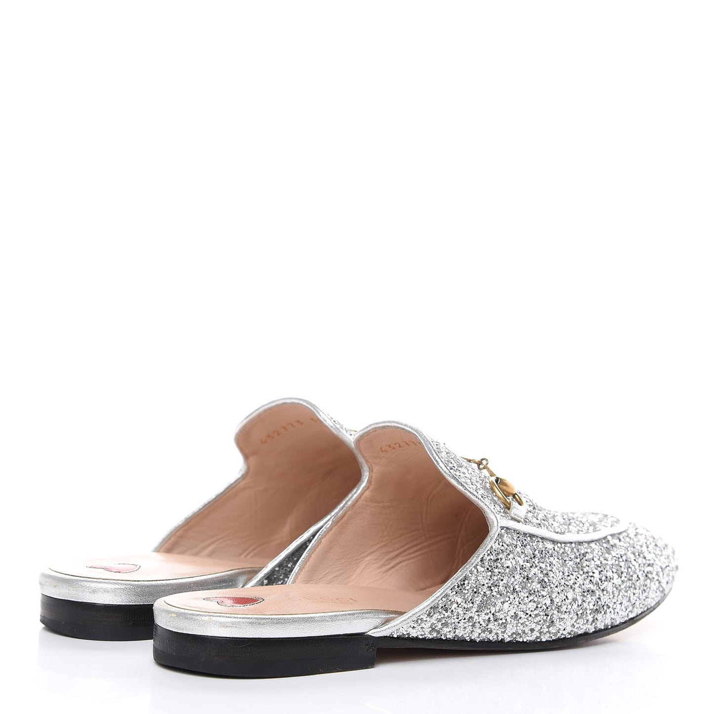 Glitter Womens Princetown Slippers 39.5 Silver