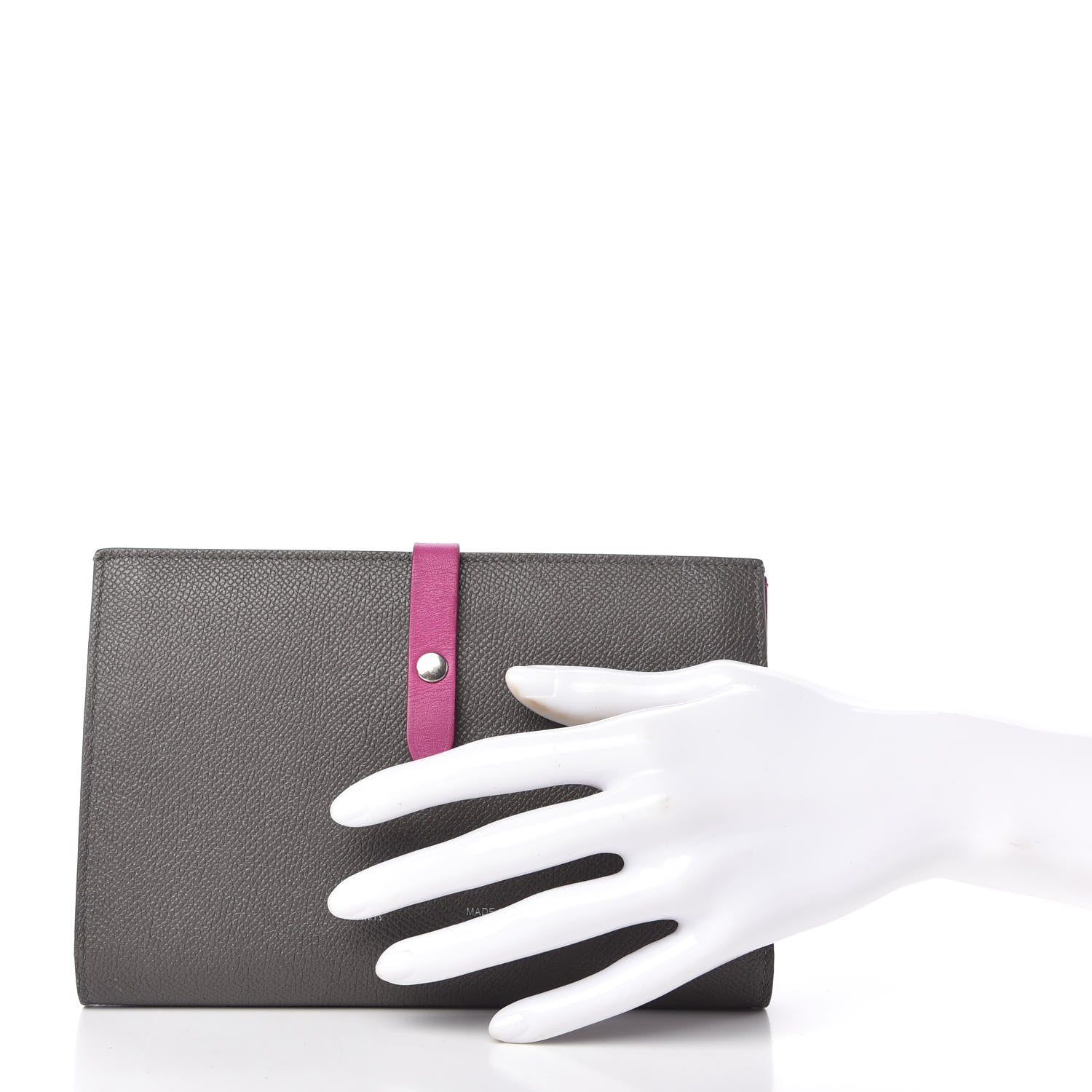 Celine Grained Calfskin Large Multifunction Strap Wallet Grey 2 of 11