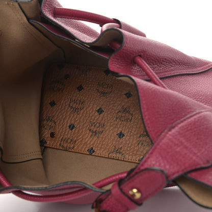 MCM Grained Calfskin Milla Drawstring Bucket Bag Fuchsia 4 of 4