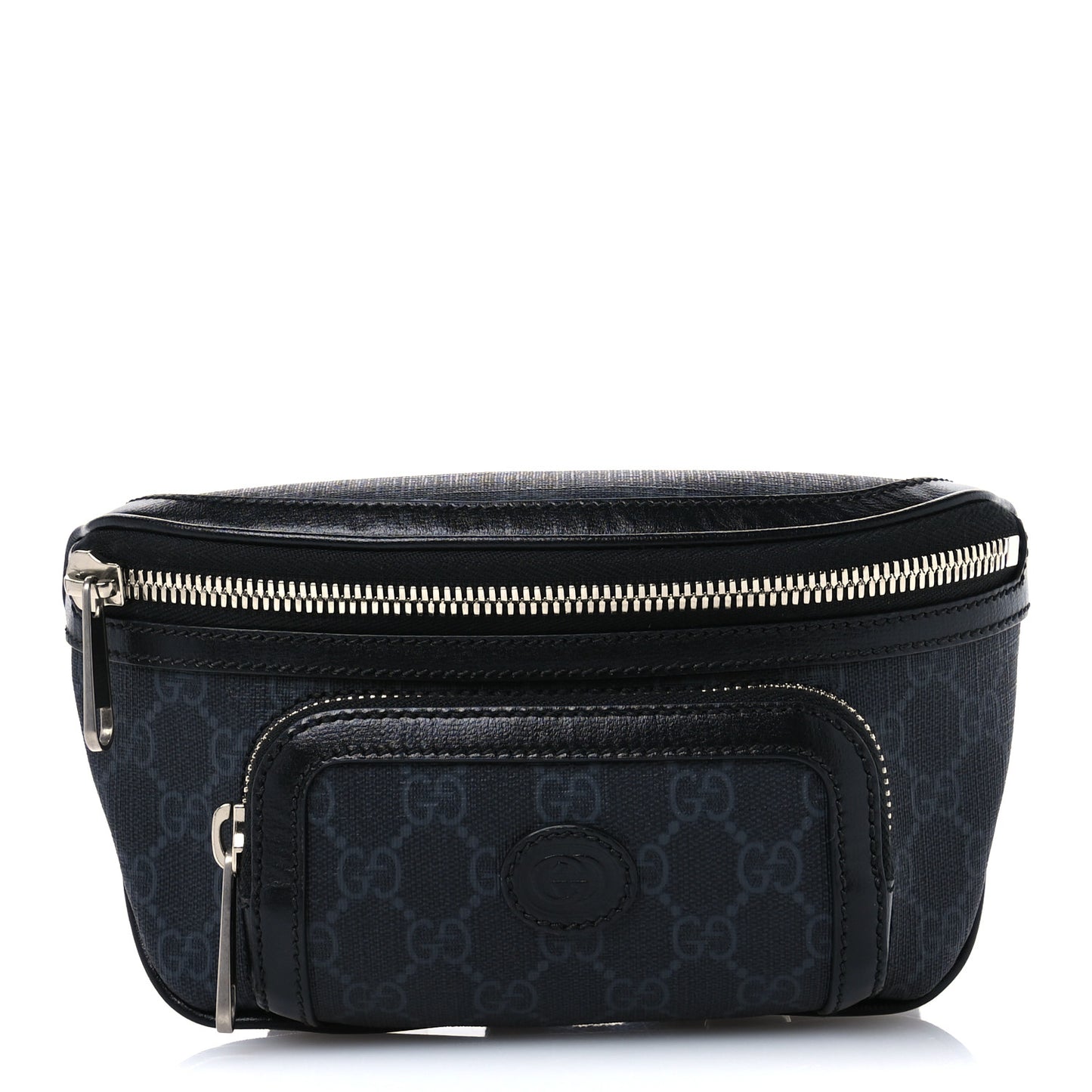 GG Supreme Monogram Textured Calfskin Retro Interlocking G Belt Bag Black