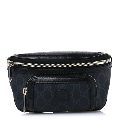 Gucci GG Supreme Monogram Textured Calfskin Retro Interlocking G Belt Bag Black 1 of 11