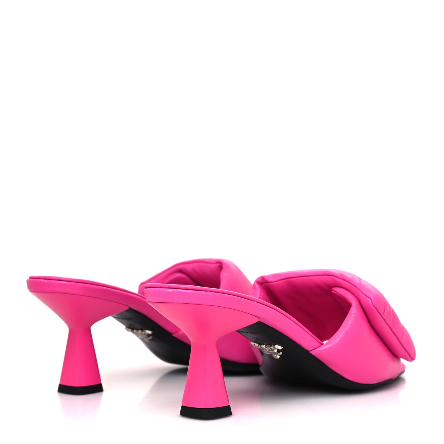 Nappa Soft Padded Metal Triangle Logo 65mm Slide Sandals 39 Begonia Fluo