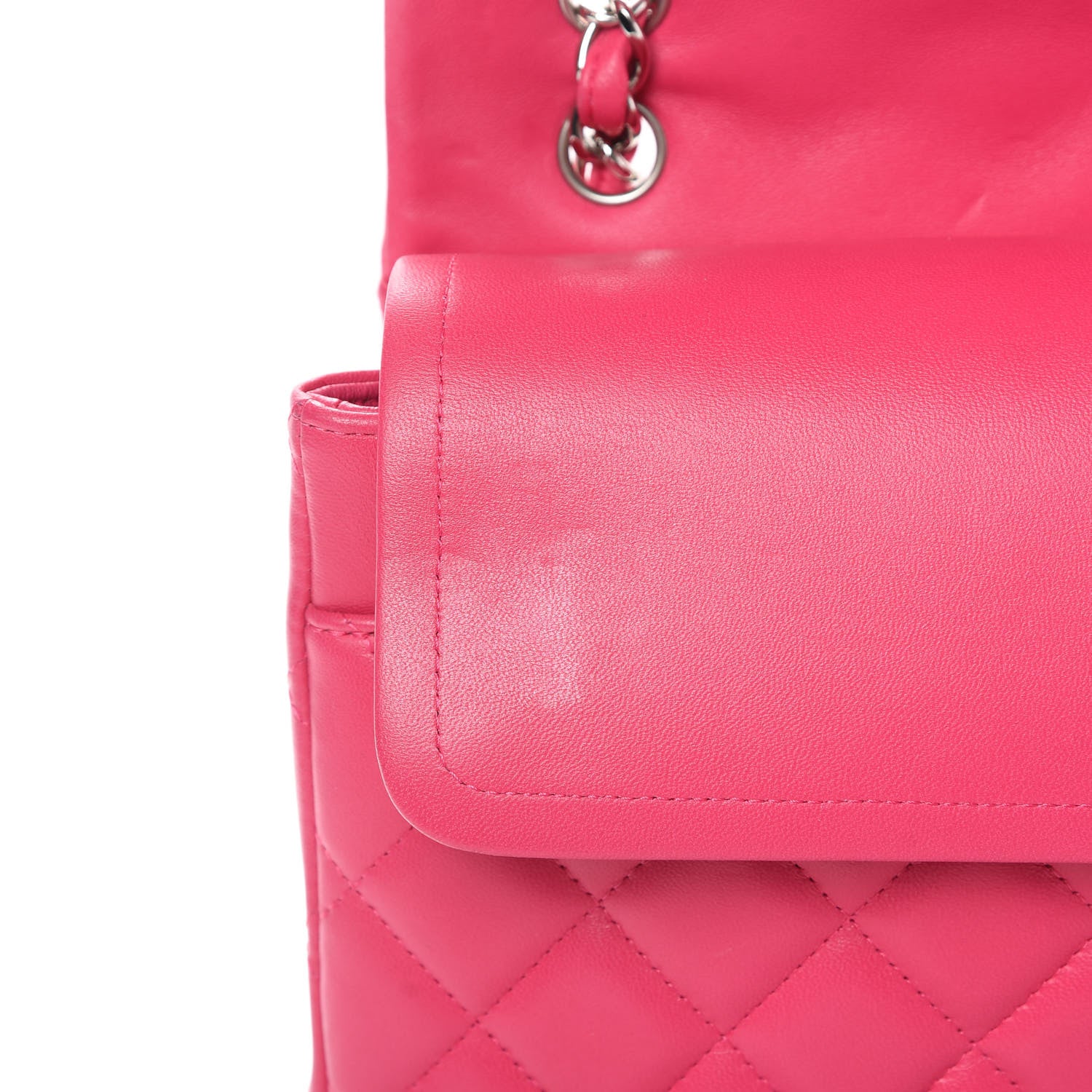 Chanel Lambskin Quilted Jumbo Double Flap Dark Pink 15 of 16