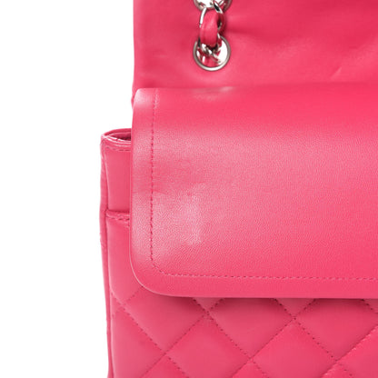 Chanel Lambskin Quilted Jumbo Double Flap Dark Pink 15 of 16