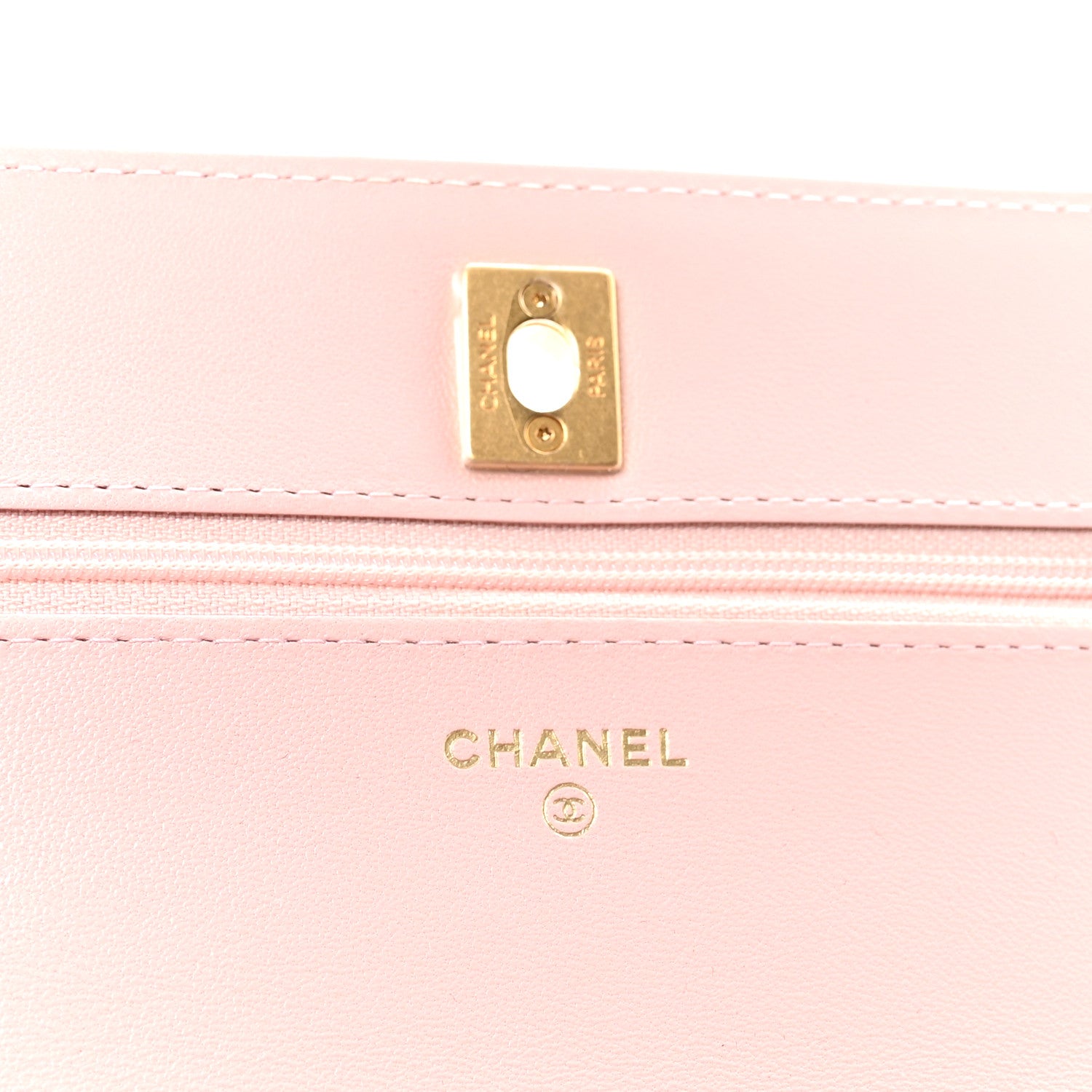 Chanel Lambskin Quilted CC Pearl Crush Wallet on Chain WOC Light