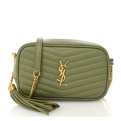 Saint Laurent Grain De Poudre Matelasse Monogram Mini Lou Camera Bag Light Sage 1 of 11