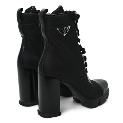 Prada Vitello Montana Re-Nylon Metal Triangle Logo 110mm Ankle Boots 38.5 Black 4 of 9