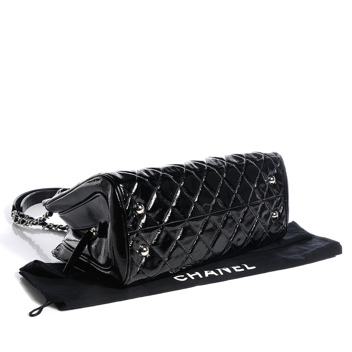 Patent Quilted Tote Black