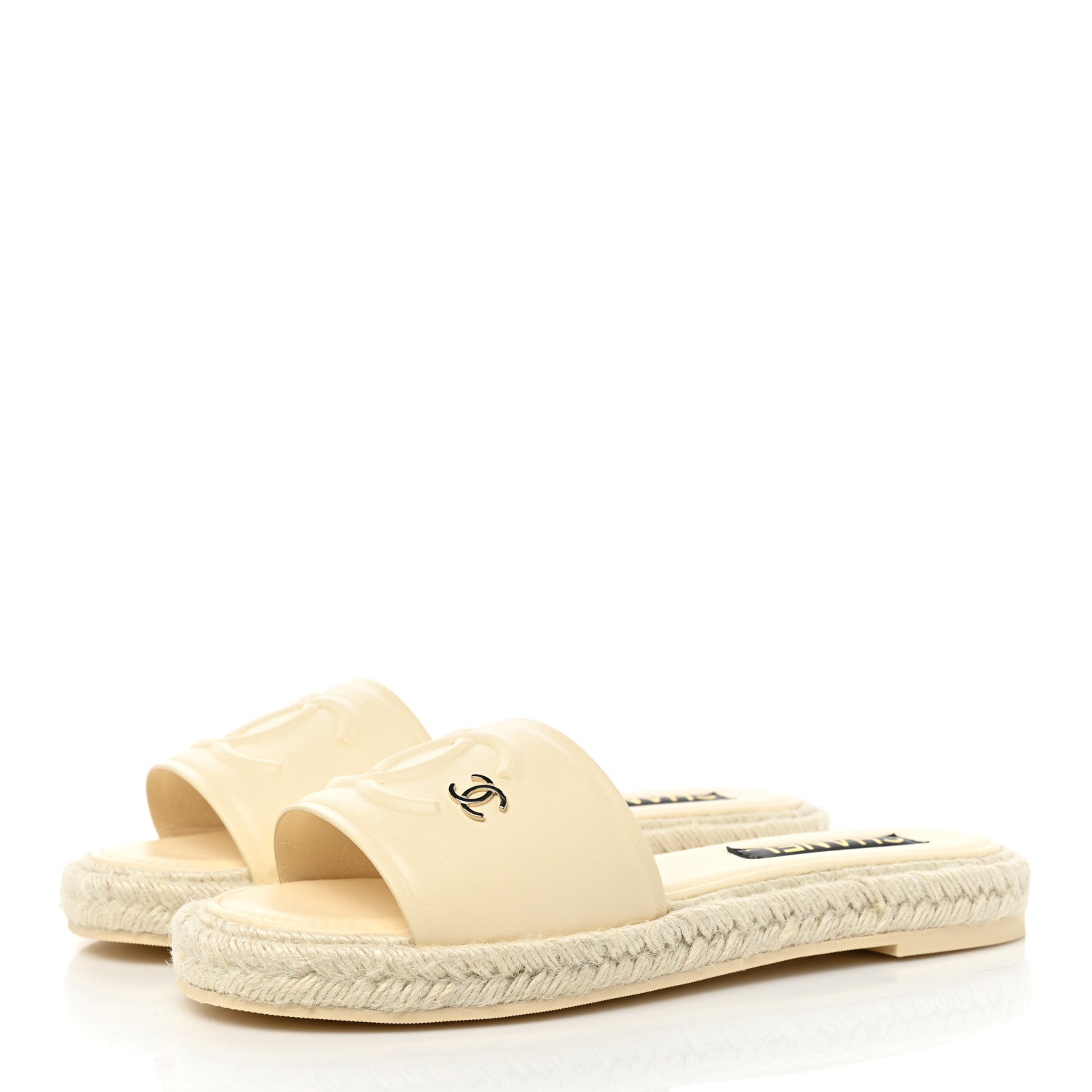 Chanel Lambskin CC Espadrille Slip On Sandals 41 White 3 of 10
