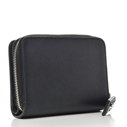 Saint Laurent Grained Calfskin Rive Gauche Compact Zip Around Wallet Black 3 of 6