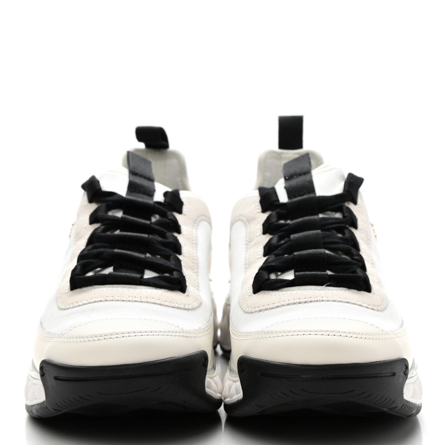 Velvet Calfskin Mixed Fibers CC Sneakers 39 Ivory Black