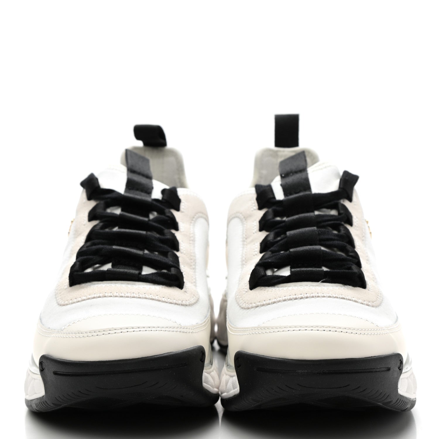 Chanel Velvet Calfskin Mixed Fibers CC Sneakers 39 Ivory Black 2 of 9