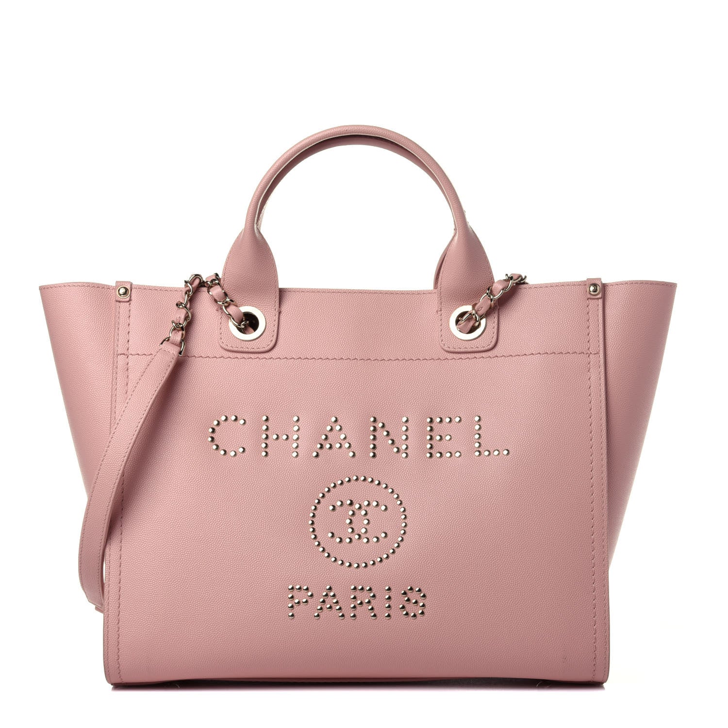 Chanel Caviar Small Studded Deauville Tote Light Pink 1 of 12