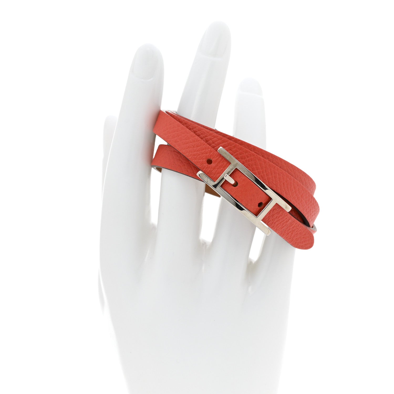 Hermes Epsom Behapi Quad Tour Bracelet M Orange Poppy 2 of 7