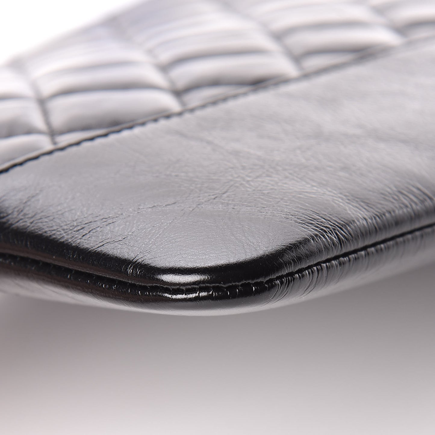 Aged Calfskin Quilted Medium Gabrielle Cosmetic Case Black