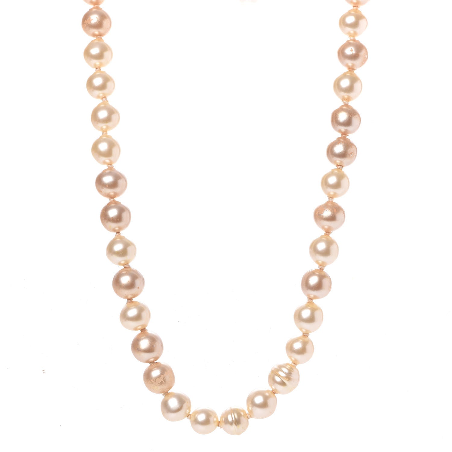 Chanel Pearl CC Long Necklace Gold Pink 1 of 8