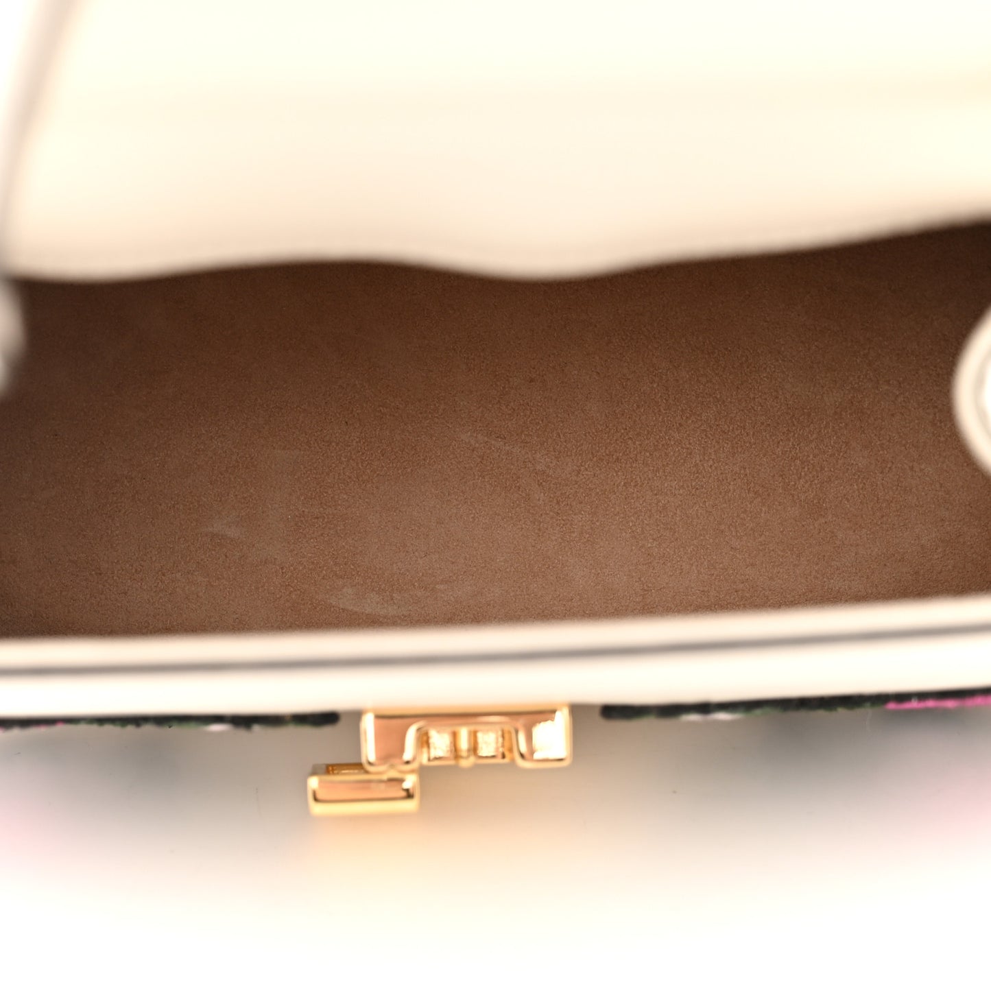 Calfskin Embroidered Mini Sylvie Top Handle Bag White