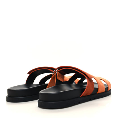 Hermes Suede Goatskin Womens Chypre Sandals 38 Rose Bois De Santal Rouge De Turin 4 of 9