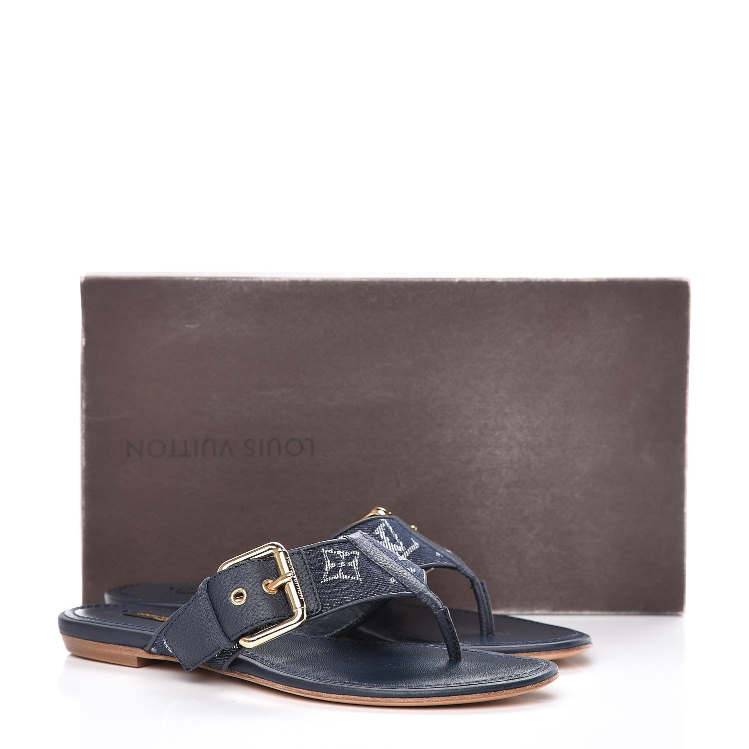 Louis Vuitton Denim Monogram Formentera Thong Sandals 37 Grand Blue 8 of 8