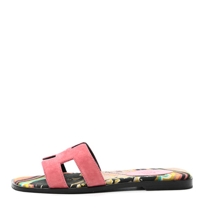 Hermes Suede Goatskin Oran Sandals 35.5 Rose De Venice 1 of 9