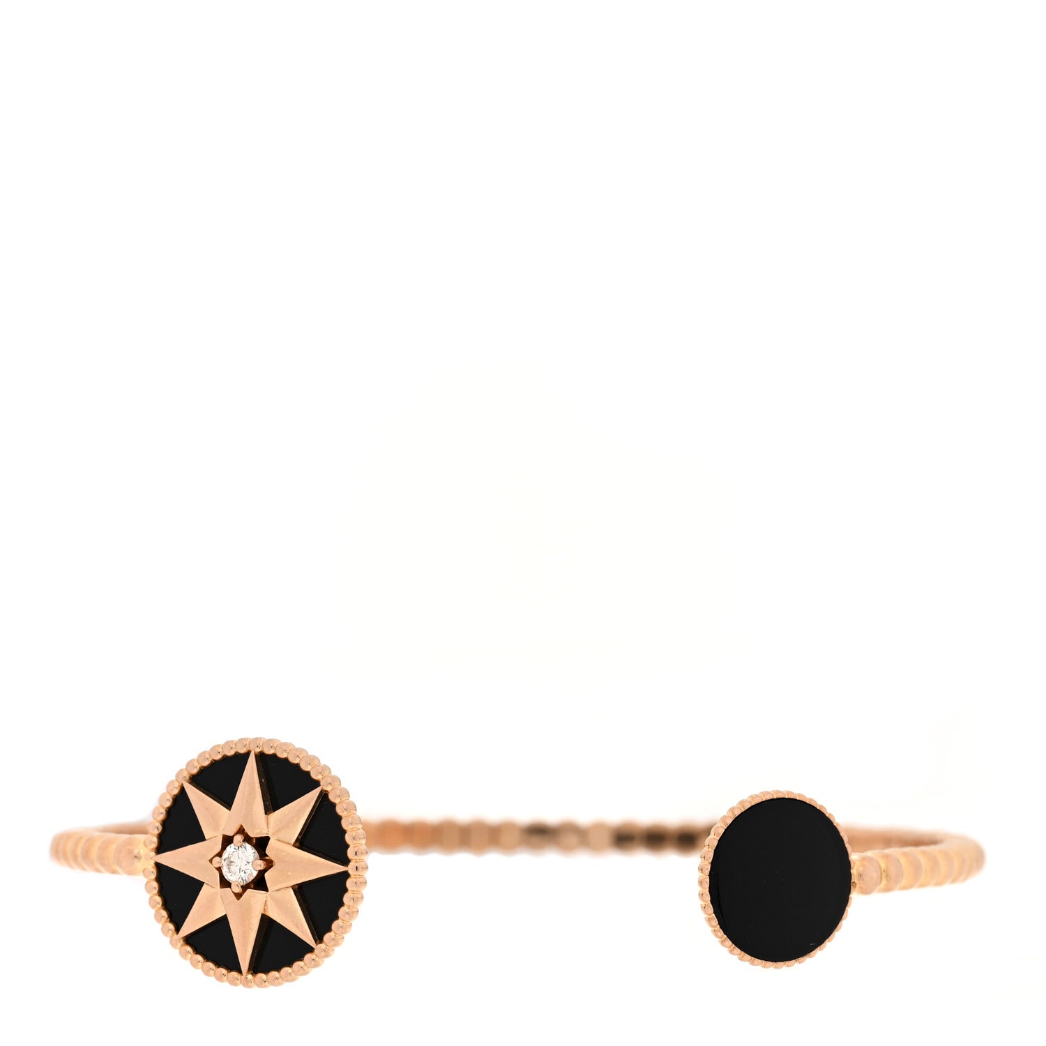 Christian Dior 18K Rose Gold Diamond Black Onyx Rose Des Vents Cuff Bracelet 1 of 4