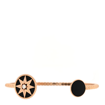 Christian Dior 18K Rose Gold Diamond Black Onyx Rose Des Vents Cuff Bracelet 1 of 4