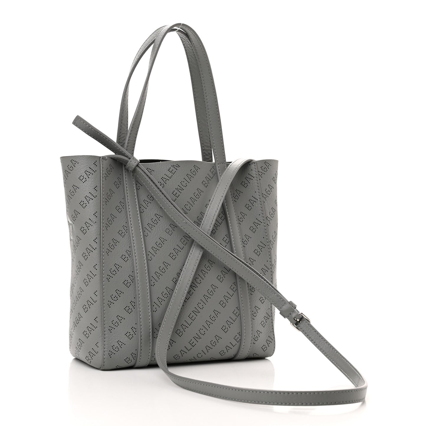 Smooth Calfskin Logo Perforated XXS Everyday Tote Gris Cendre