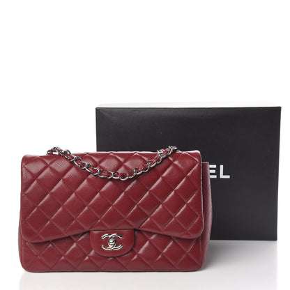 Chanel Caviar Quilted Jumbo Single Flap Dark Red 11 of 11