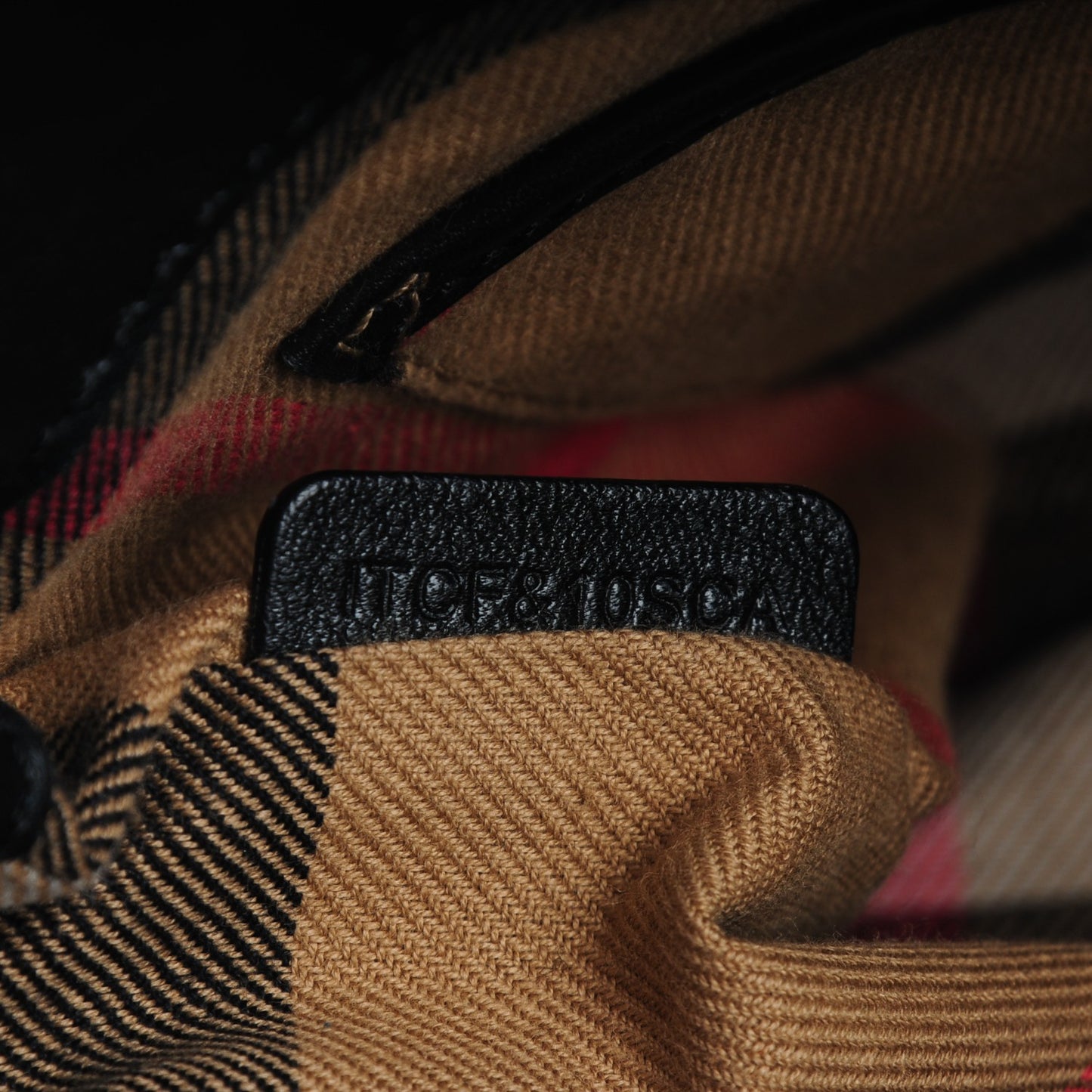 Calfskin House Check Small Banner Tote Black